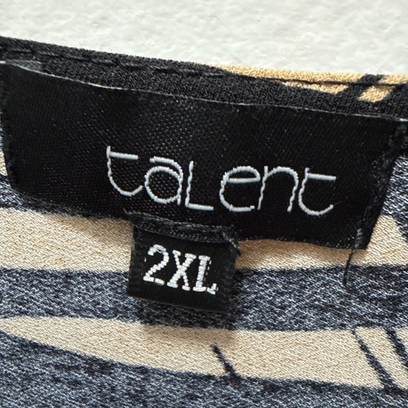 Talent Abstract Wrap Top Black Tan Short Sleeve Size 2XL - Picture 5 of 6